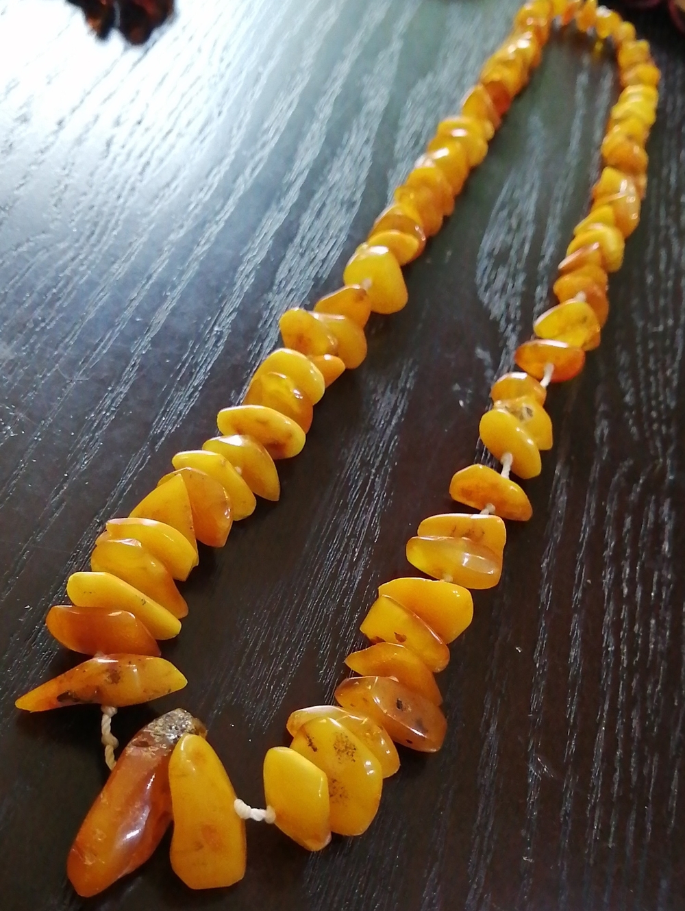 Natural Baltic Butterscotch(Egg Yolk)Amber Nuggets Vintage Necklace 25"